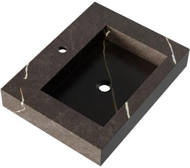 Brauer Coral Wastafel - 60 cm - met 1 Spoelbak en 1 Kraangat - Marmerlook Copper Brown