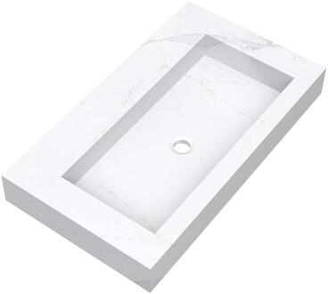 Brauer Coral Wastafel - 80 cm - met 1 Spoelbak en 0 Kraangaten - Marmerlook Calacatta Gold