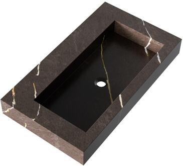 Brauer Coral Wastafel - 80 cm - met 1 Spoelbak en 0 Kraangaten - Marmerlook Copper Brown