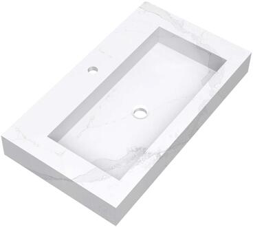 Brauer Coral Wastafel - 80 cm - met 1 Spoelbak en 1 Kraangat - Marmerlook Calacatta Gold