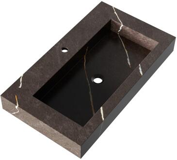 Brauer Coral Wastafel - 80 cm - met 1 Spoelbak en 1 Kraangat - Marmerlook Copper Brown