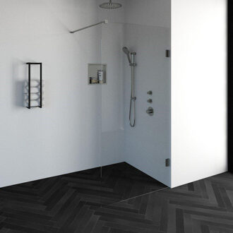 Brauer Create Inloopdouche - 100x200cm - profielloos - antikalk - 8mm veiligheidsglas - geborsteld RVS 4JC1-100g RVS geborsteld