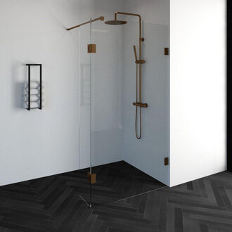 Brauer Create Inloopdouche - 110x200cm - profielloos - 40cm - draaibare zijwand - antikalk - 8mm veiligheidsglas - koper 4JC3-110/40k