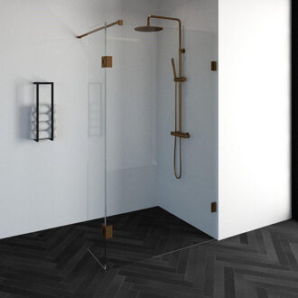 Brauer Create Inloopdouche - 120x200cm - profielloos - 40cm - draaibare zijwand - antikalk - 8mm veiligheidsglas - koper 4JC3-120/40k