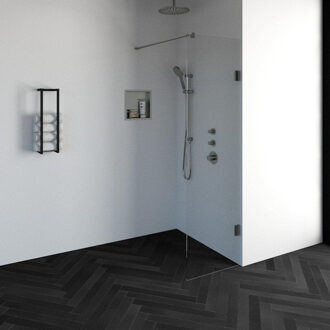 Brauer Create Inloopdouche - 60x200cm - profielloos - antikalk - 8mm veiligheidsglas - geborsteld RVS 4JC1-60g RVS geborsteld