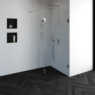 Brauer Create Inloopdouche - 90x200cm - profielloos - 30cm - zijwand - antikalk - 8mm veiligheidsglas - chroom 4JC2-90/30CH