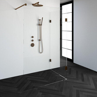 Brauer Create Inloopdouche - reversed - 130x90cm - profielloos - antikalk - 8mm veiligheidsglas - koper 4JC4-90x130k