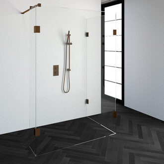 Brauer Create Inloopdouche - reversed - 140x90cm - profielloos - 30cm - zijwand - antikalk - 8mm veiligheidsglas - koper 4JC5-90x140/30k