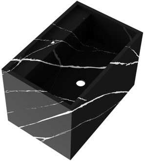 Brauer Cube Meubelwastafel - 60x46x40 - Zonder overloop - 1 wasbak - 1 kraangat - composiet - nero marquina WT-MC601NE