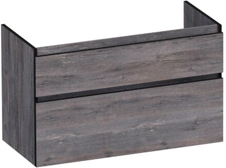 Brauer Delight Edge - Onderkast - 100 cm - met 2 Softclose Lades Greeploos en 1 Sifon Uitsparing - Driftwood