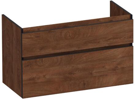 Brauer Delight Edge - Onderkast - 100 cm - met 2 Softclose Lades Greeploos en 1 Sifon Uitsparing - Forest Cacao