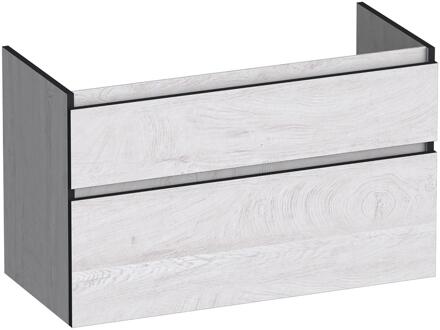 Brauer Delight Edge - Onderkast - 100 cm - met 2 Softclose Lades Greeploos en 1 Sifon Uitsparing - Forest Seashell