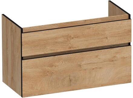Brauer Delight Edge - Onderkast - 100 cm - met 2 Softclose Lades Greeploos en 1 Sifon Uitsparing - Forest Tan