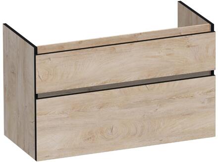 Brauer Delight Edge - Onderkast - 100 cm - met 2 Softclose Lades Greeploos en 1 Sifon Uitsparing - Forest Wheat