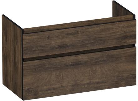 Brauer Delight Edge - Onderkast - 100 cm - met 2 Softclose Lades Greeploos en 1 Sifon Uitsparing - Grove