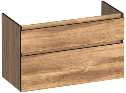 Brauer Delight Edge - Onderkast - 100 cm - met 2 Softclose Lades Greeploos en 1 Sifon Uitsparing - Honey