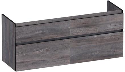 Brauer Delight Edge - Onderkast - 140 cm - met 4 Softclose Lades Greeploos en 2 Sifon Uitsparingen - Driftwood
