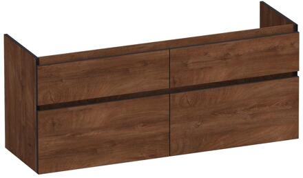 Brauer Delight Edge - Onderkast - 140 cm - met 4 Softclose Lades Greeploos en 2 Sifon Uitsparingen - Forest Cacao