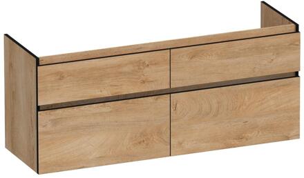 Brauer Delight Edge - Onderkast - 140 cm - met 4 Softclose Lades Greeploos en 2 Sifon Uitsparingen - Forest Tan