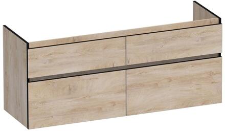 Brauer Delight Edge - Onderkast - 140 cm - met 4 Softclose Lades Greeploos en 2 Sifon Uitsparingen - Forest Wheat