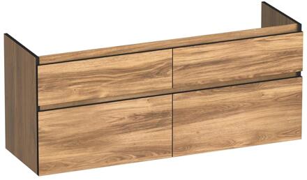 Brauer Delight Edge - Onderkast - 140 cm - met 4 Softclose Lades Greeploos en 2 Sifon Uitsparingen - Honey