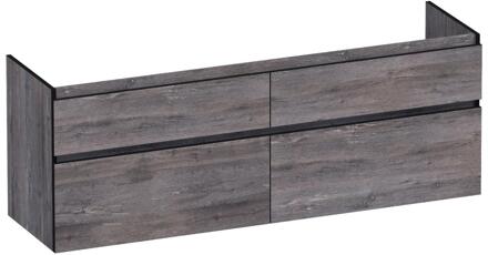 Brauer Delight Edge - Onderkast - 160 cm - met 4 Softclose Lades Greeploos en 2 Sifon Uitsparingen - Driftwood
