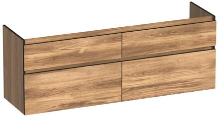 Brauer Delight Edge - Onderkast - 160 cm - met 4 Softclose Lades Greeploos en 2 Sifon Uitsparingen - Honey