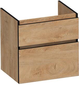 Brauer Delight Edge - Onderkast - 60 cm - met 2 Softclose Lades Greeploos en 1 Sifon Uitsparing - Forest Tan