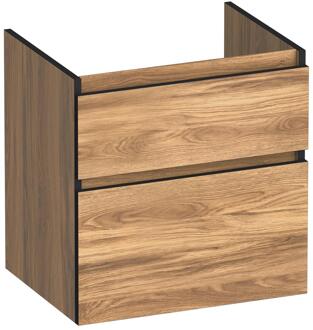 Brauer Delight Edge - Onderkast - 60 cm - met 2 Softclose Lades Greeploos en 1 Sifon Uitsparing - Honey