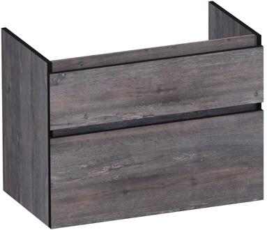 Brauer Delight Edge - Onderkast - 80 cm - met 2 Softclose Lades Greeploos en 1 Sifon Uitsparing - Driftwood