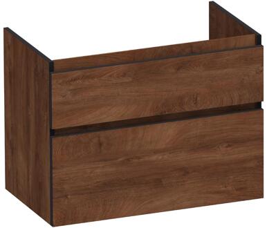 Brauer Delight Edge - Onderkast - 80 cm - met 2 Softclose Lades Greeploos en 1 Sifon Uitsparing - Forest Cacao