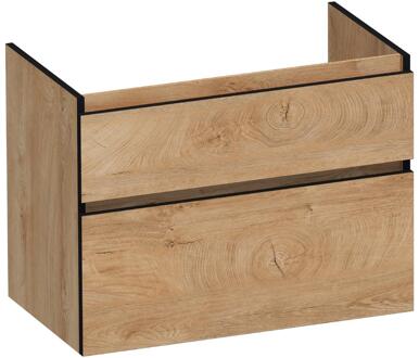 Brauer Delight Edge - Onderkast - 80 cm - met 2 Softclose Lades Greeploos en 1 Sifon Uitsparing - Forest Tan