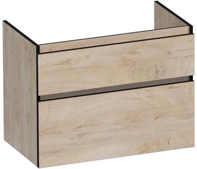 Brauer Delight Edge - Onderkast - 80 cm - met 2 Softclose Lades Greeploos en 1 Sifon Uitsparing - Forest Wheat
