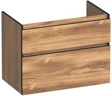 Brauer Delight Edge - Onderkast - 80 cm - met 2 Softclose Lades Greeploos en 1 Sifon Uitsparing - Honey