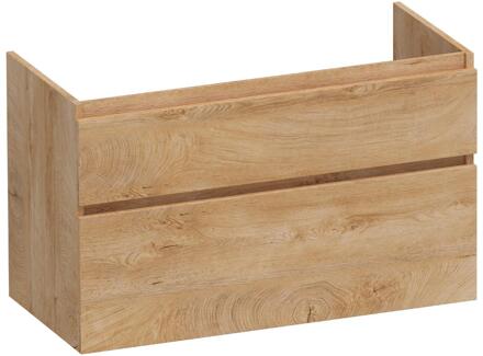 Brauer Delight - Onderkast - 100 cm - met 2 Softclose Lades Greeploos en 1 Sifon Uitsparing - Forest Tan