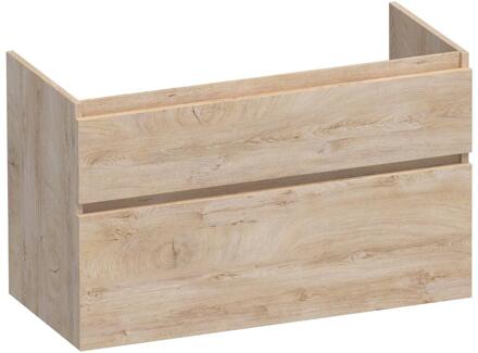 Brauer Delight - Onderkast - 100 cm - met 2 Softclose Lades Greeploos en 1 Sifon Uitsparing - Forest Wheat