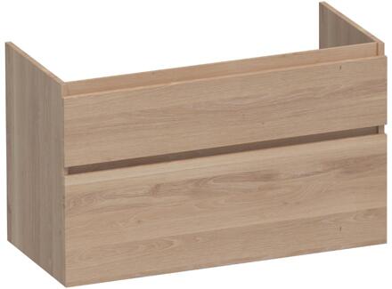 Brauer Delight - Onderkast - 100 cm - met 2 Softclose Lades Greeploos en 1 Sifon Uitsparing - Lamellen Eiken Naturel