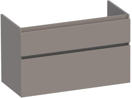 Brauer Delight - Onderkast - 100 cm - met 2 Softclose Lades Greeploos en 1 Sifon Uitsparing - Mat Taupe