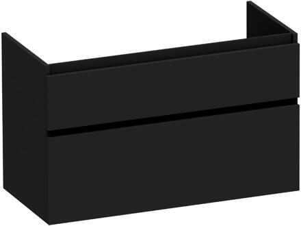 Brauer Delight - Onderkast - 100 cm - met 2 Softclose Lades Greeploos en 1 Sifon Uitsparing - Mat Zwart