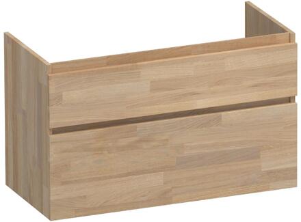 Brauer Delight - Onderkast - 100 cm - met 2 Softclose Lades Greeploos en 1 Sifon Uitsparing - Vingerlas Eiken Grijs