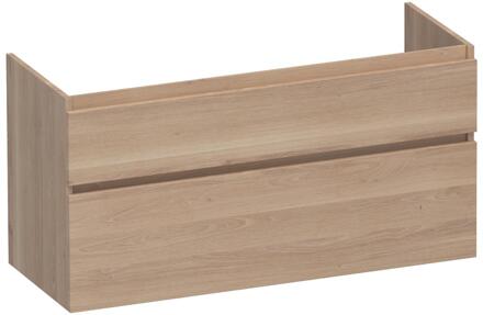 Brauer Delight - Onderkast - 120 cm - met 2 Softclose Lades Greeploos en 1 Sifon Uitsparing - Lamellen Eiken Naturel