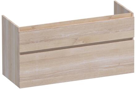 Brauer Delight - Onderkast - 120 cm - met 2 Softclose Lades Greeploos en 1 Sifon Uitsparing - Lamellen Eiken Wit