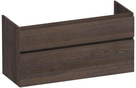 Brauer Delight - Onderkast - 120 cm - met 2 Softclose Lades Greeploos en 1 Sifon Uitsparing - Lamellen Eiken Zwart