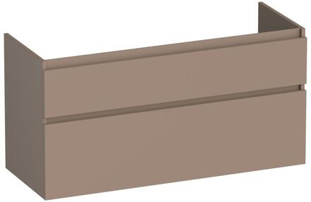 Brauer Delight - Onderkast - 120 cm - met 2 Softclose Lades Greeploos en 1 Sifon Uitsparing - Mat Mokka