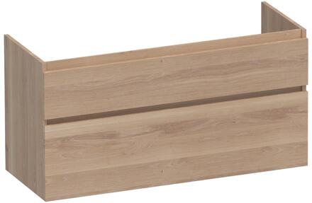 Brauer Delight - Onderkast - 120 cm - met 2 Softclose Lades Greeploos en 2 Sifon Uitsparingen - Lamellen Eiken Naturel