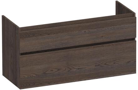 Brauer Delight - Onderkast - 120 cm - met 2 Softclose Lades Greeploos en 2 Sifon Uitsparingen - Lamellen Eiken Zwart