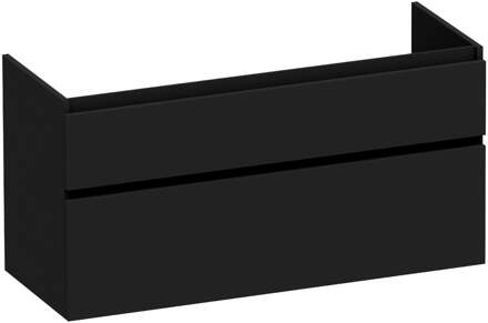 Brauer Delight - Onderkast - 120 cm - met 2 Softclose Lades Greeploos en 2 Sifon Uitsparingen - Mat Zwart
