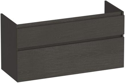 Brauer Delight - Onderkast - 120 cm - met 2 Softclose Lades Greeploos en 2 Sifon Uitsparingen - Timber Anthracite
