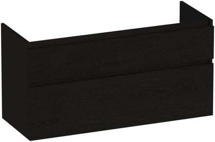 Brauer Delight - Onderkast - 120 cm - met 2 Softclose Lades Greeploos en 2 Sifon Uitsparingen - Timber Black