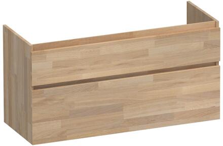 Brauer Delight - Onderkast - 120 cm - met 2 Softclose Lades Greeploos en 2 Sifon Uitsparingen - Vingerlas Eiken Grijs